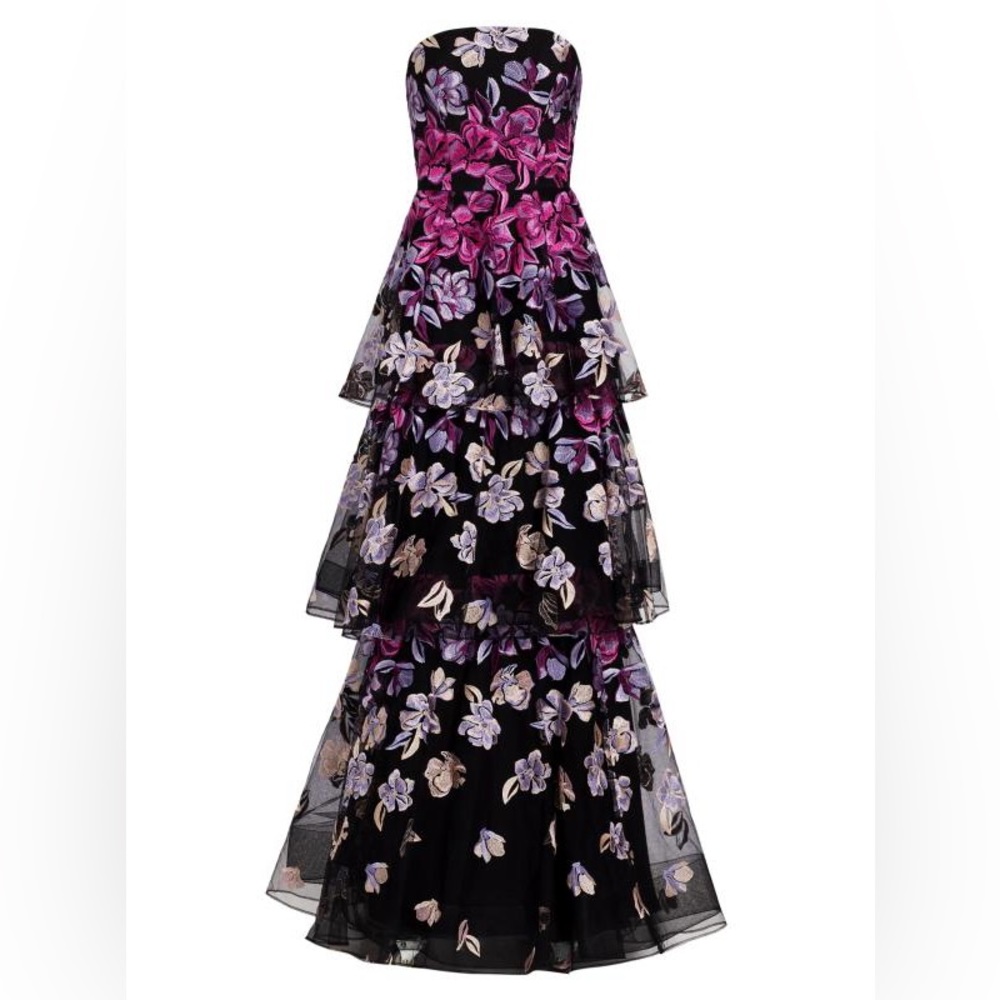 Marchesa Notte Embroidered Tiered Gown (Worn Once, Size 2)